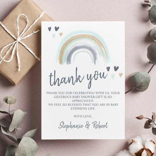 Budget Oh Baby shower Blue Boho Rainbow Dank je