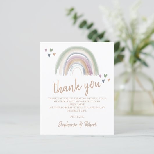 Budget Oh Baby shower Boho Rainbow Dank u (Staand voorkant)