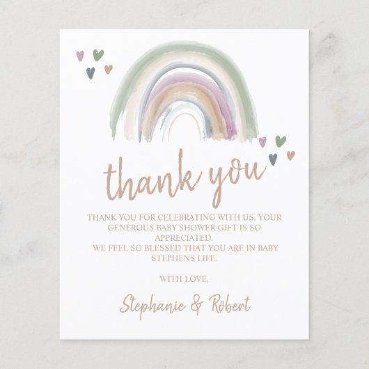 Budget Oh Baby shower Boho Rainbow Dank u (Voorkant)