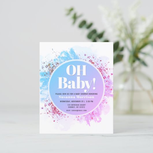 Budget Oh Baby shower Waterverf Glitter (Staand voorkant)