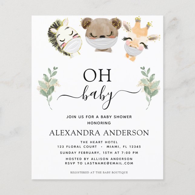 Budget Oh Baby shower Woodland Eucalyptus (Voorkant)