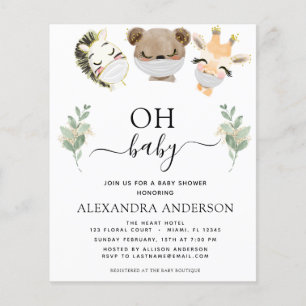Budget Oh Baby shower Woodland Eucalyptus Flyer