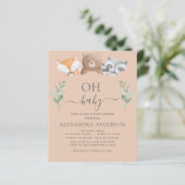 Budget Oh Baby shower Woodland Uitnodigingen (Staand voorkant)