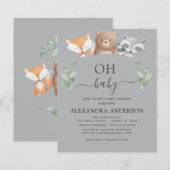 Budget Oh Baby shower Woodland Uitnodigingen (Voorkant / Achterkant)