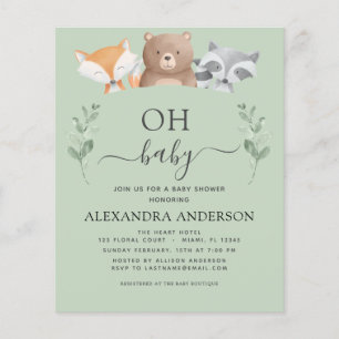 Budget Oh Baby shower Woodland Uitnodigingen Flyer