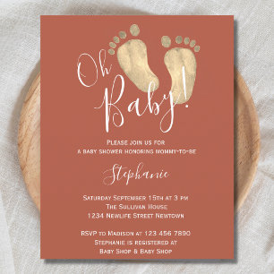 Budget Oh Baby Terracotta Baby shower Uitnodiging