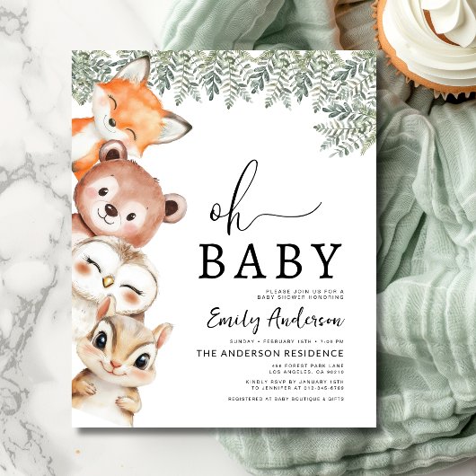 Budget Oh Baby Woodland Animals Baby shower Flyer