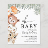 Budget Oh Baby Woodland Animals Baby shower Flyer (Voorkant)