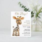 Budget Oh Boy Baby Giraffe Baby shower Uitnodiging (Staand voorkant)