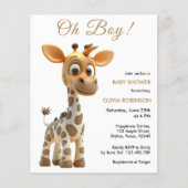 Budget Oh Boy Baby Giraffe Baby shower Uitnodiging (Voorkant)