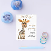 Budget Oh Boy Baby Giraffe Baby shower Uitnodiging Flyer (Enkel)