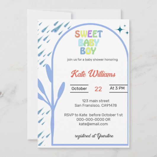 Budget Oh Boy Baby shower Invitation Kaart (Voorkant)