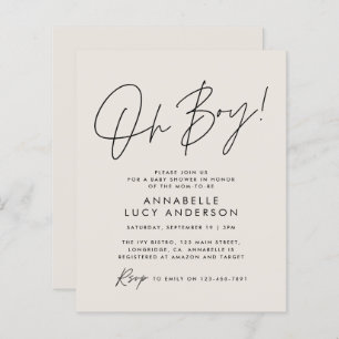 budget oh Boy baby shower script crème neutraal