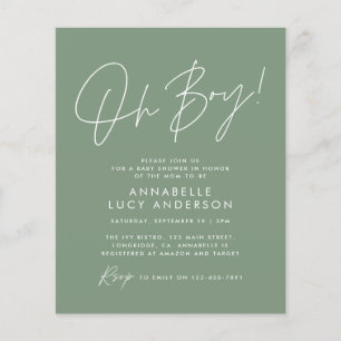 budget oh Boy baby shower script groen elegant