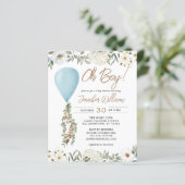 Budget Oh Boy Blue Baby shower Uitnodiging (Staand voorkant)