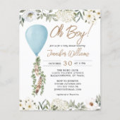 Budget Oh Boy Blue Baby shower Uitnodiging (Voorkant)