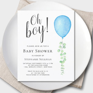Budget Oh Boy Blue Baby shower Uitnodiging
