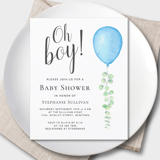 Budget Oh Boy Blue Baby shower Uitnodiging