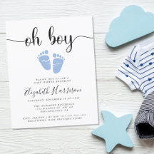 Budget Oh Boy Blue Baby shower Uitnodiging