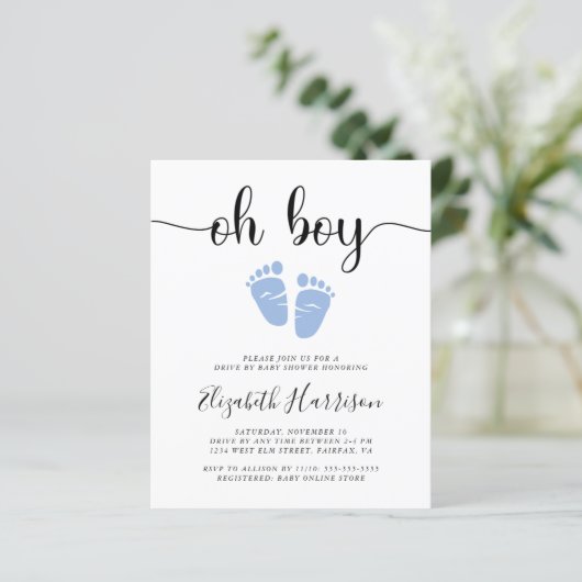 Budget Oh Boy Blue drive op uitnodiging van Baby s (Staand voorkant)