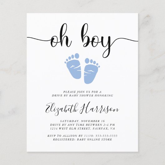 Budget Oh Boy Blue drive op uitnodiging van Baby s (Voorkant)