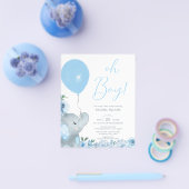 Budget Oh Boy Blue Elephant Baby shower Flyer (Enkel)