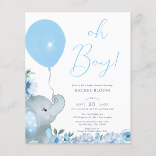 Budget Oh Boy Blue Elephant Baby shower Flyer