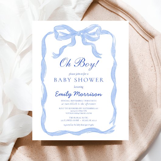 Budget Oh Boy Blue Ribbon Bow Baby shower