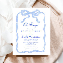 Budget Oh Boy Blue Ribbon Bow Baby shower Flyer