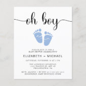 Budget Oh Boy Couples Baby Feet Shower Uitnodiging (Voorkant)