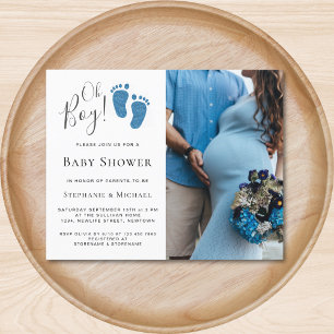 Budget Oh Boy Foto Couples Baby shower Uitnodiging