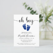 Budget Oh Boy Navy Blue Baby shower Uitnodiging (Staand voorkant)