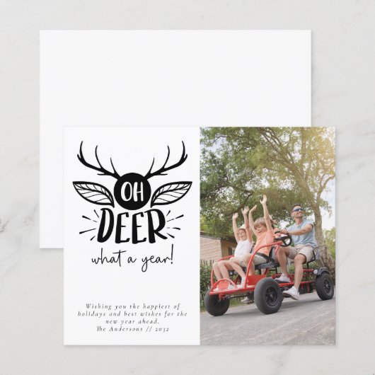 Budget Oh Deer wat een jaar Foto Holiday Kaart (Voorkant / Achterkant)