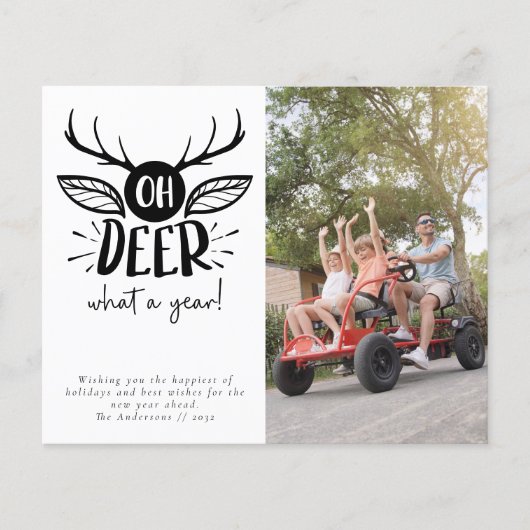 Budget Oh Deer wat een jaar Foto Holiday Kaart (Voorkant)