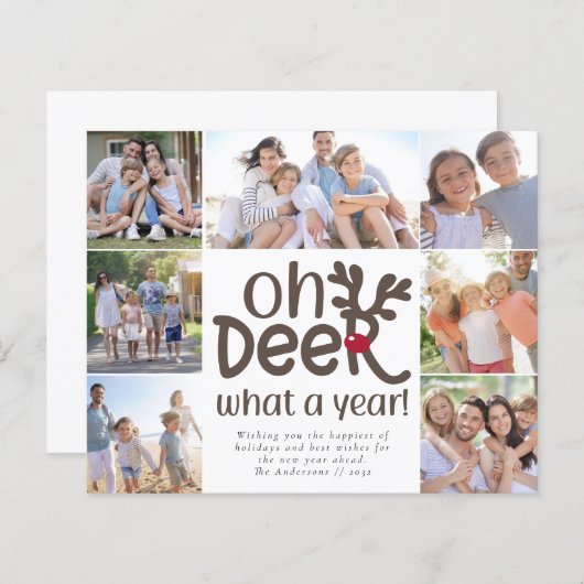 Budget Oh Deer wat een jaar Foto Holiday Kaart (Voorkant / Achterkant)