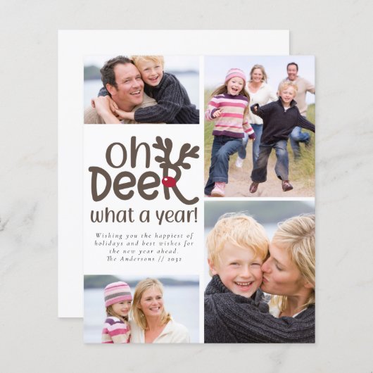 Budget Oh Deer wat een jaar Foto Holiday Kaart (Voorkant / Achterkant)