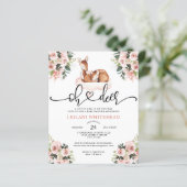 Budget Oh Deer Waterverf Baby shower Uitnodiging (Staand voorkant)