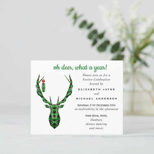 Budget Oh HERTEN wat een jaar 2020 Kerstuitnodigin (Staand voorkant)