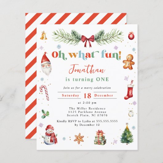 Budget Oh Wat Leuk Kerst Kleurrijke 1e Verjaardag (Voorkant / Achterkant)