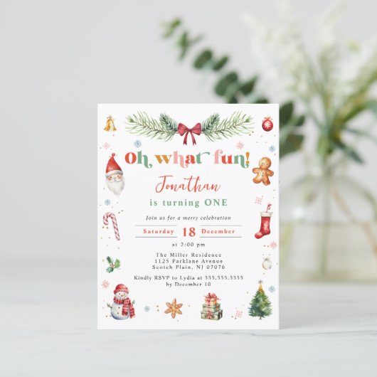 Budget Oh What Fun 1st Christmas Kleurrijke Verjaa (Staand voorkant)