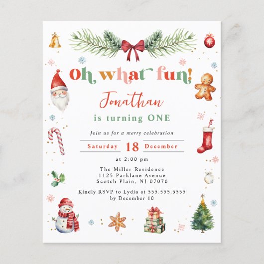 Budget Oh What Fun 1st Christmas Kleurrijke Verjaa (Voorkant)