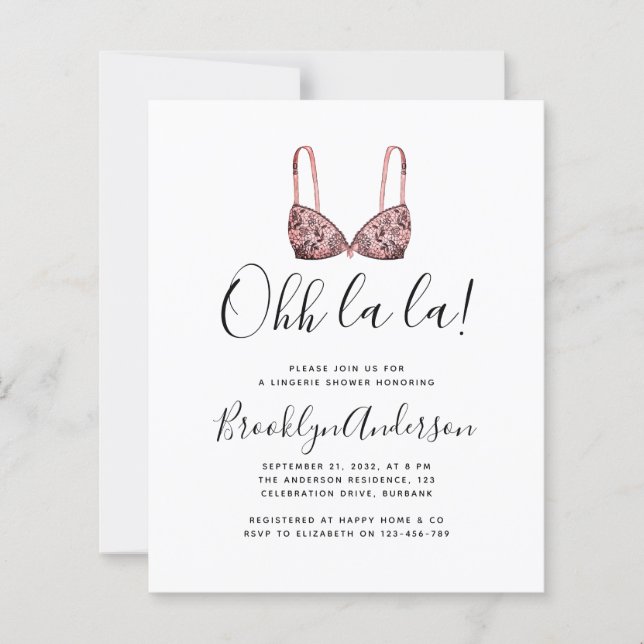 BUDGET Ohh La La Lingerie Shower Invitation (Voorkant)