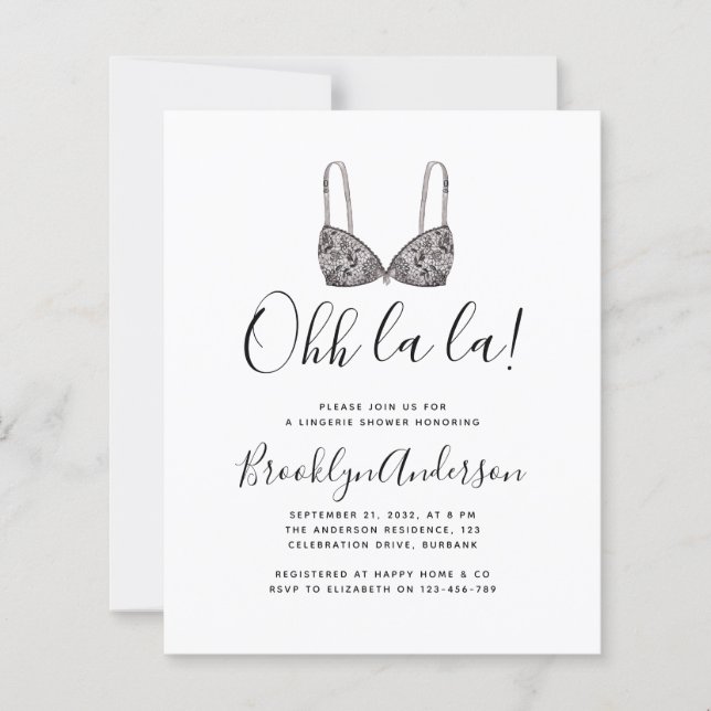 BUDGET Ohh La La Lingerie Shower Invitation (Voorkant)