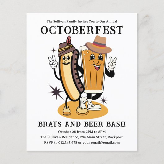 Budget Oktoberfest Brats Beer Party Uitnodiging (Voorkant)