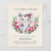 BUDGET Olifant Baby Shower Uitnodiging Safari (Voorkant)