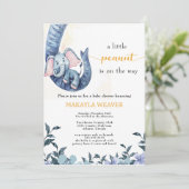 Budget Olifant Blue pinda Baby shower Kaart (Staand voorkant)