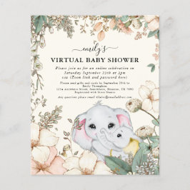 Budget Olifant Crème Virtuele Baby Shower Uitnodig