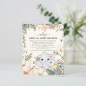 Budget Olifant Crème Virtuele Baby Shower Uitnodig (Staand voorkant)