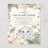 Budget Olifant Crème Virtuele Baby Shower Uitnodig (Voorkant)