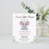 Budget Olifant Roze Meisje Baby shower Invitation (Staand voorkant)
